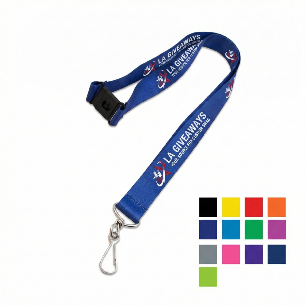 BH-BH-SAM-01 Custom 3/4" Polyester Lanyard w/ Swivel J Hook & Safety Breakaway - Image 1