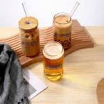 Glass Cups with Lids and Straws, Coffee cups