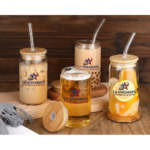 Glass Cups with Lids and Straws, Coffee cups