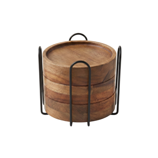 6 Pcs Best Wooden Coasters with Holder