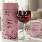 Personalized Initial Wine Glass with Gift Tube Box Set