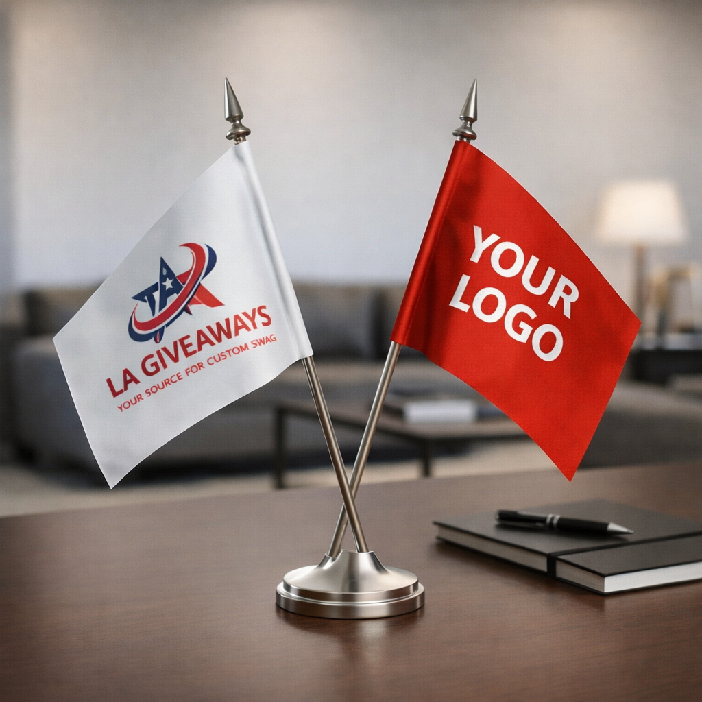 FB-flag-Esh-01 Custom logo double mini flag for office desk - Image 1
