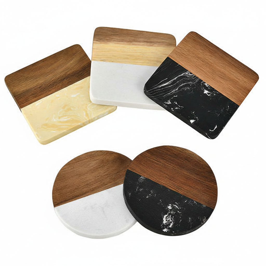 GC-PC-UZA-04 1 Marble Wood Coaster - Image 1