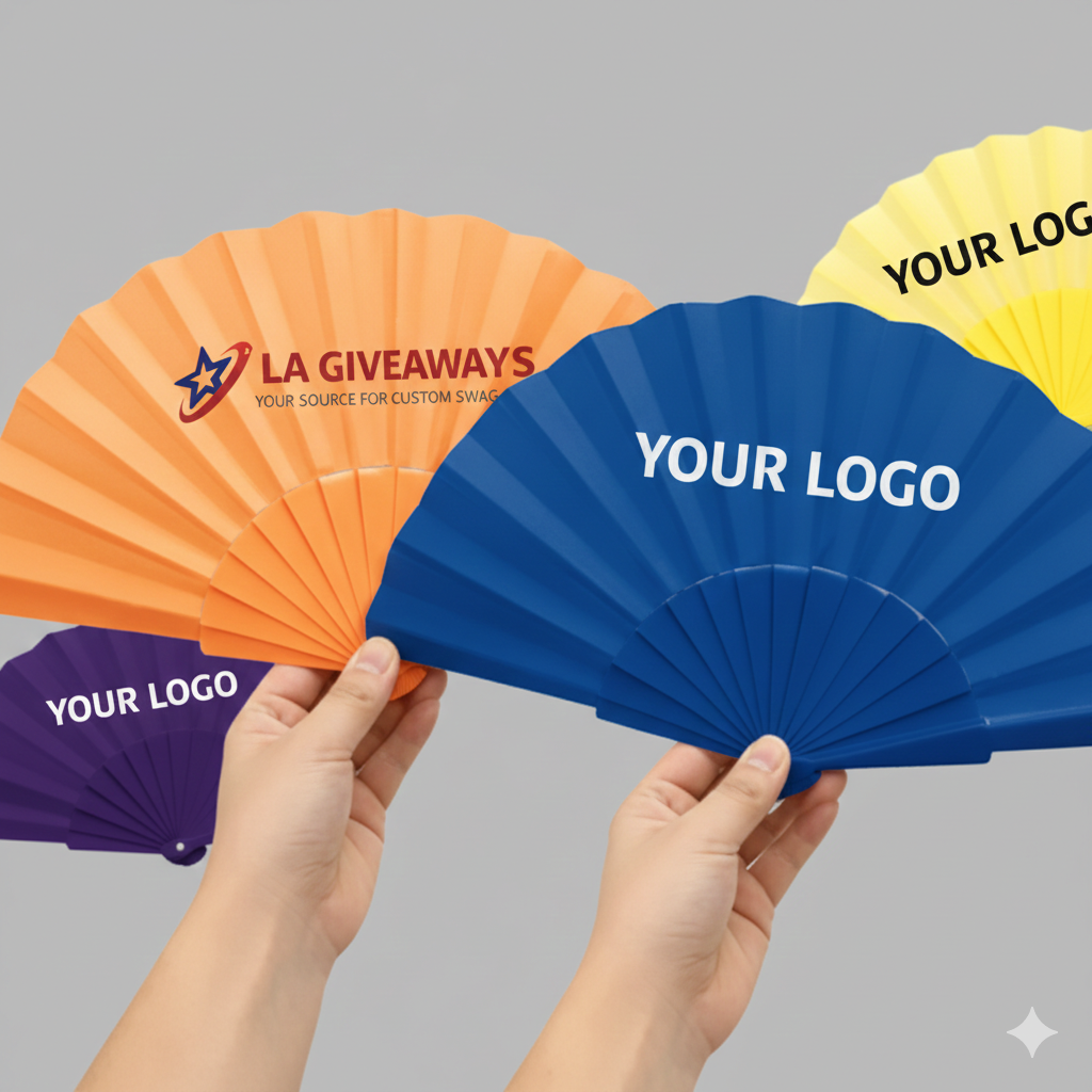 HF-fan-Esh-01 Promotional gift Customized Foldable Pink Plastic Hand fan - Image 1