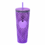 Double Wall Plastic Studded Tumblr Cup With Straw and Lid Du - Image 6