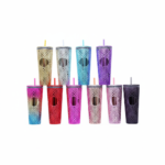 Double Wall Plastic Studded Tumblr Cup With Straw and Lid Du - Image 3