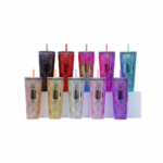 Double Wall Plastic Studded Tumblr Cup With Straw and Lid Du - Image 4