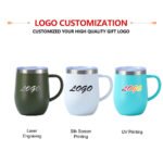 12oz Stainless Steel Powder Coated Insulated Egg Shape Mugs - Image 6