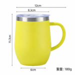 12oz Stainless Steel Powder Coated Insulated Egg Shape Mugs - Image 7
