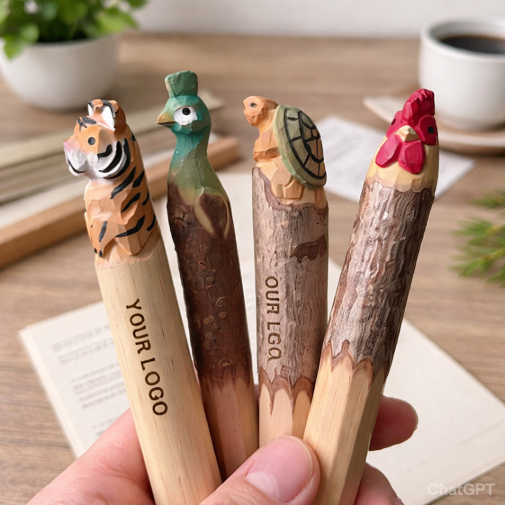 PN-pen-Esh-14 Promotional Pen Wood Carved Animal Gel Pen Fun Custom logo - Image 1