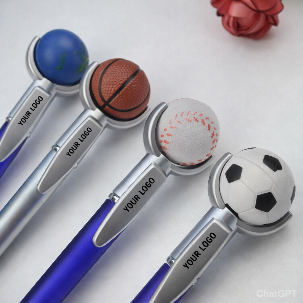 PN-pen-Esh-15 Ballpoint Pen Custom logo Basketball Shape Topper Pen - Image 1