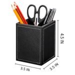 Leather Square Desktop Accessories Pen Holder - Image 3