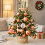 Customizable Mini Gold Red Christmas Tree Ornaments - Image 2