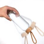 Custom logo Glass Water Bottle with Stainless steel and lid - Image 4