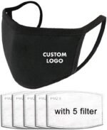 Custom Printed Logo Cotton Black Washable Face Mouth Mask - Image 2