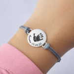 Pure Rope Bracelet Custom Text Stainless Steel Round Pendant - Image 2