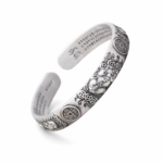 Vintage Copper Silver Plated Cuff Bracelet Good Luck Bangle - Image 2