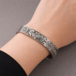 Vintage Copper Silver Plated Cuff Bracelet Good Luck Bangle - Image 3