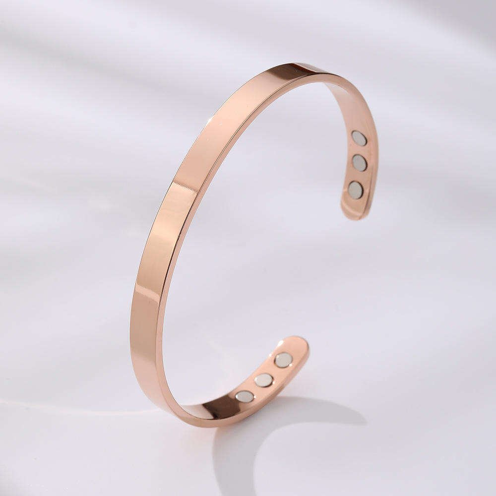HB-bang-Esh-02(1) Stainless Steel Magnetic Cuff Bangle 6mm(W) Dual Magnet - Image 1