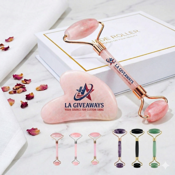 Jade Roller and GuaSha Set for Face Neck Body Eyes