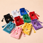 Velvet Jewelry Pouch Custom Drawstring Bag With Brand logo - Image 2