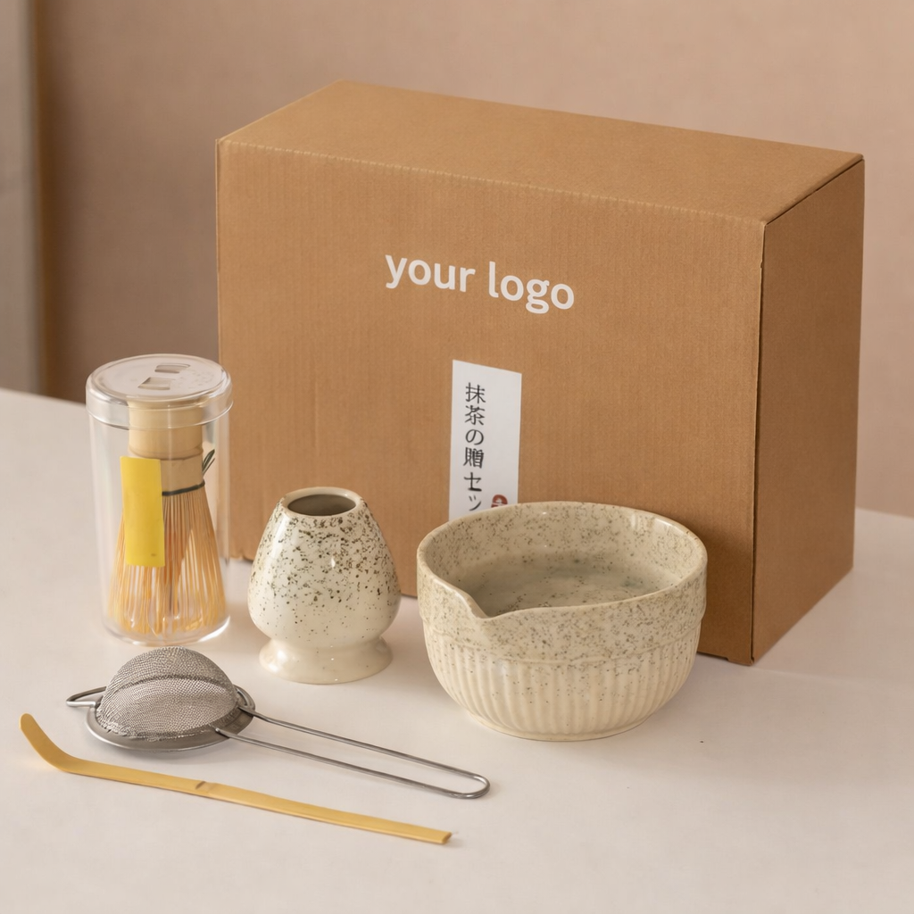 MB-Set-Esh-01 Matcha Whisk Kit Tea Set Bamboo Scoop Sifter Holder Custom - Image 1