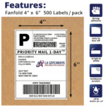 4" x 6" Fanfold Direct Thermal Shipping Labels