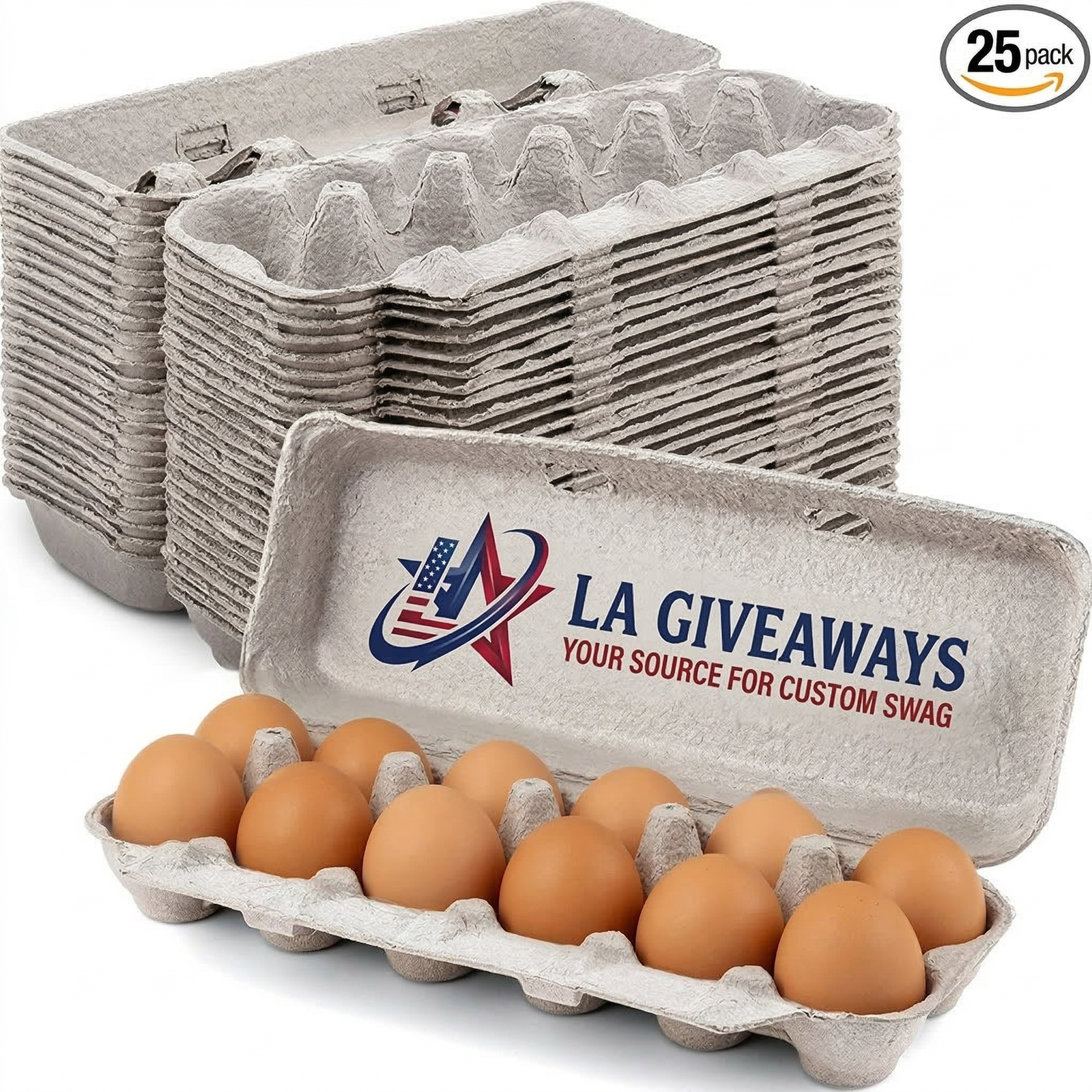 SI-ES-SAM-01 (4) Recycled Pulp Egg Cartons – 12 Egg Storage Containers (25 Pack)