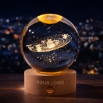 Ornament 3D Led Lights Universe Glass Ball Wooden Base - Image 2