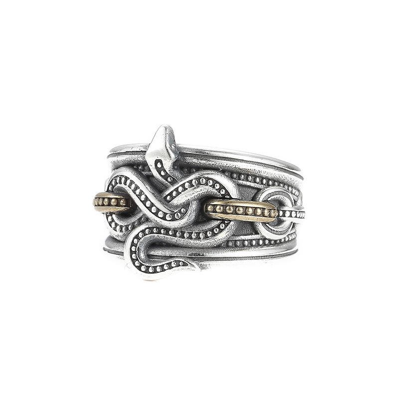 FR-RING-ESH-02 (1) Snake Ring Chain Wrapping Spirit Open Mouth Thick Design - Image 1