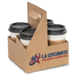 Customized 4 Cups Kraft Drink Carrier With Handle