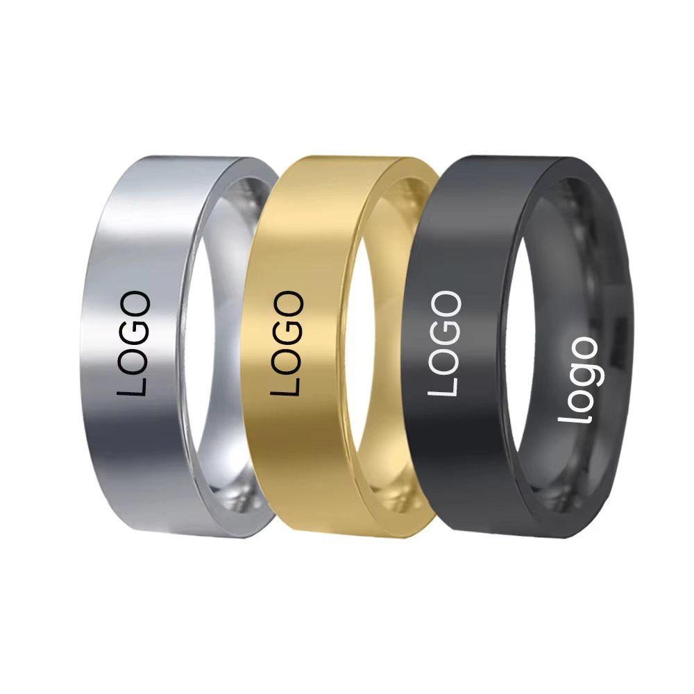 Ring 1 Glossy Stainless Steel Ring with Laser Logo - Image 1