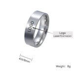Glossy Stainless Steel Ring with Laser Logo - Image 4