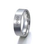 Glossy Stainless Steel Ring with Laser Logo - Image 3