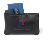 Customized Embroidery Logo PU Leather Pouches Zipper Ba - Image 2