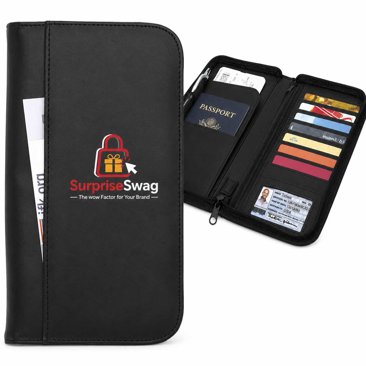 1 (2) Travel Zippered Wallet - Image 1