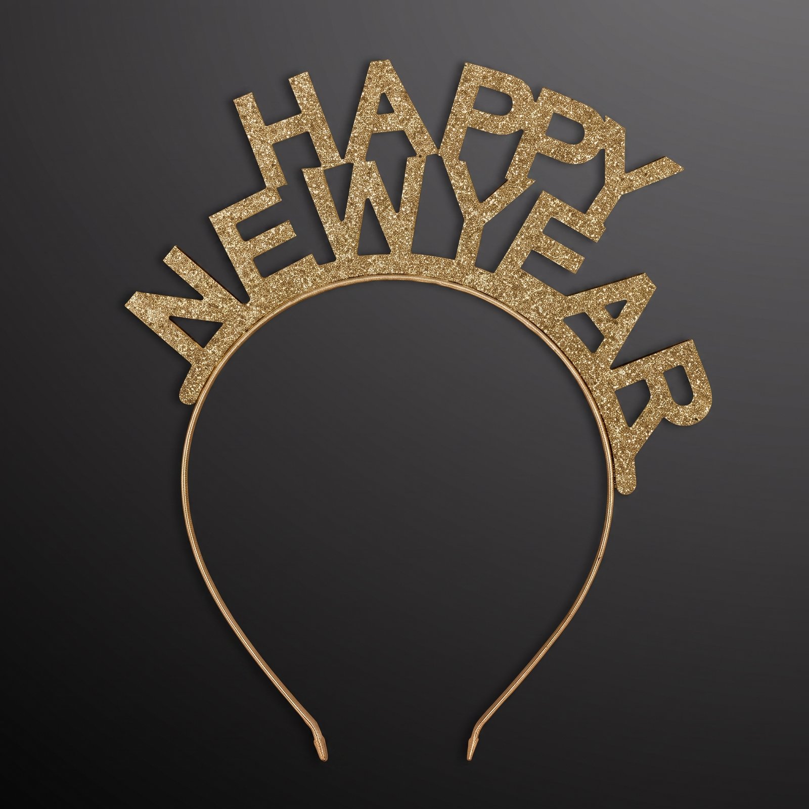 Gold Happy New Year Headbands (1) Gold Happy New Year Headbands, NON-Light Up - BLANK - Image 1