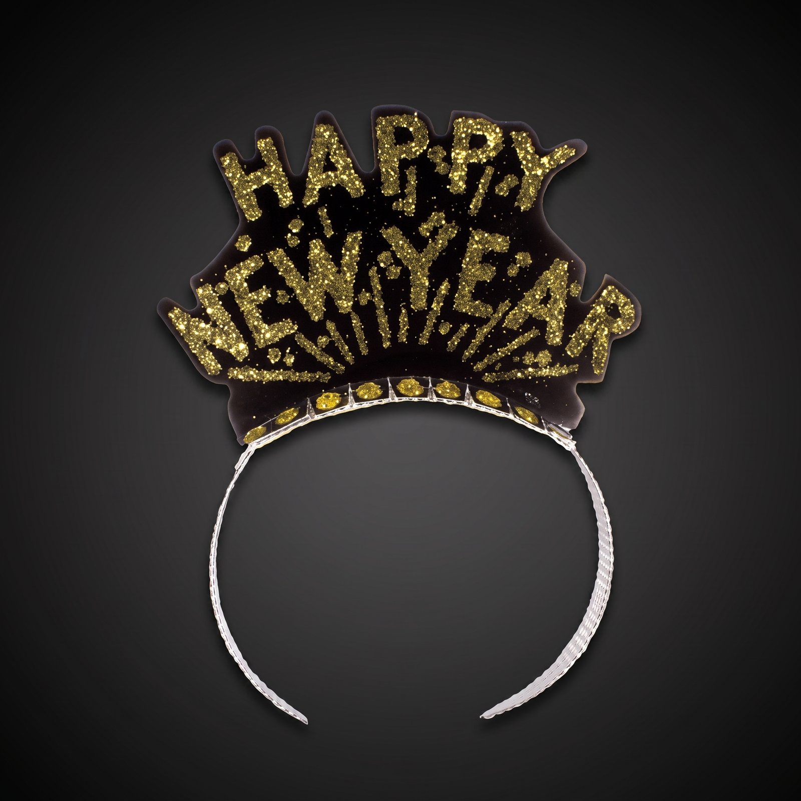 Happy New Year (1) Happy New Year Black & Gold Tiara - Image 1