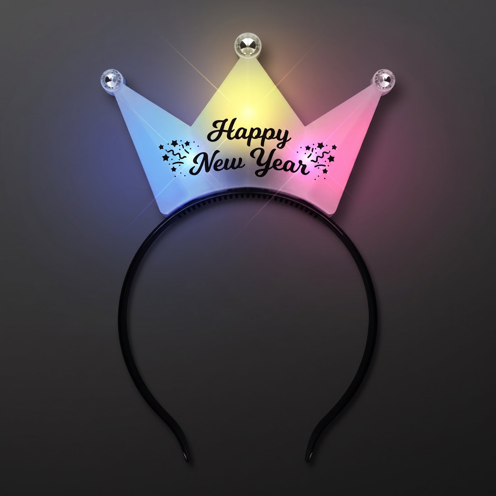 Happy New Year (2) Happy New Year Crown Light Up Headband - BLANK - Image 1