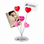 Heart-shaped photo & memo clip holder with custom logo base