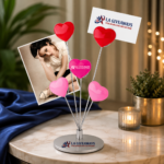 Heart-shaped photo & memo clip holder with custom logo base - Image 2