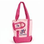 Pink Cotton Canvas Market Tote & Mini Tote Bag Wallet 2-Gift Set