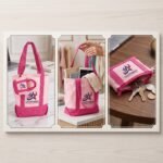 Pink Cotton Canvas Market Tote & Mini Tote Bag Wallet 2-Gift Set - Image 2