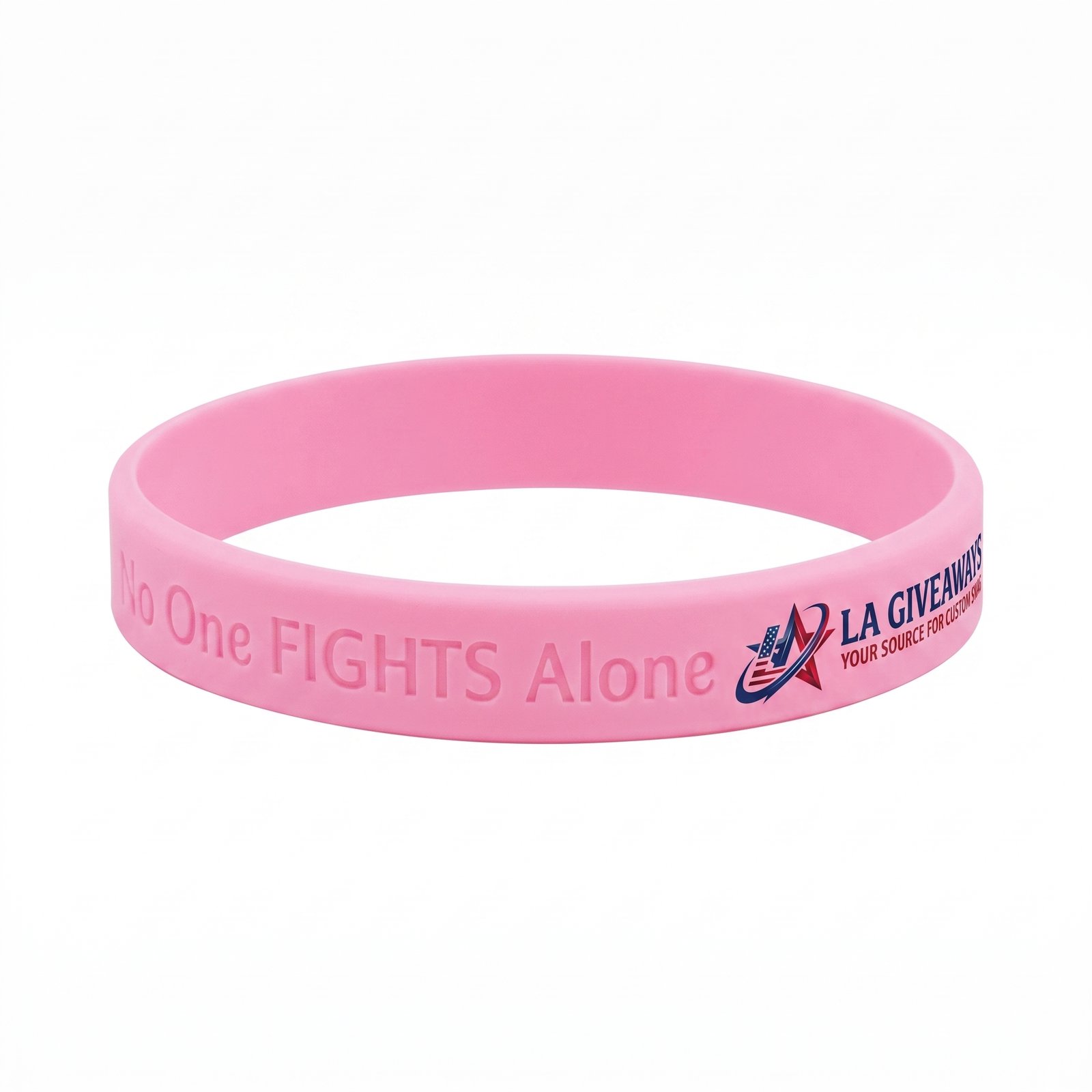 Pink Silicone Wristband (1) Wholesale Pink Silicone Wristband - No One Fights Alone - Image 1