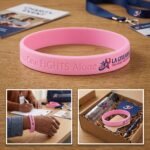 Wholesale Pink Silicone Wristband - No One Fights Alone - Image 2