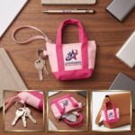 Pink Vibes, Healthy Lives Mini Cotton Tote Bag Wallet With Carabiner & Wristlet - Image 2