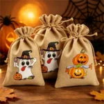 Halloween Jute Pumpkin Gift Pouch - Image 2
