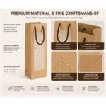 Kraft Paper Single Wine Gift Bag with PVC Window - Image 2