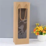Kraft Paper Single Wine Gift Bag with PVC Window - Image 5