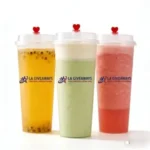Plastic Juice & Boba Cups with Lid and Straw